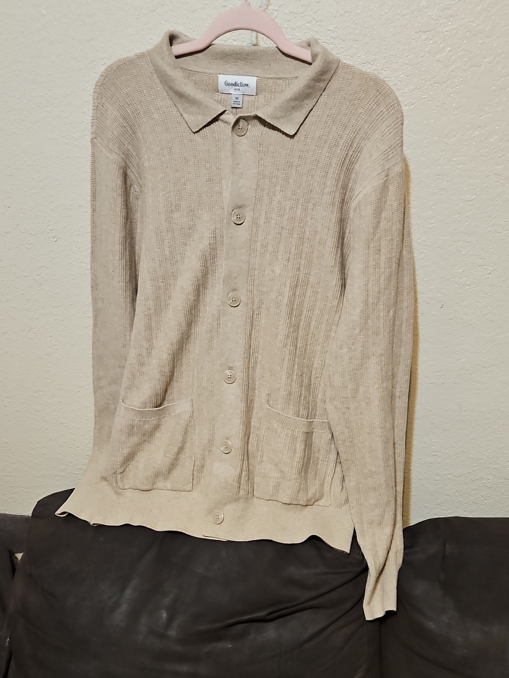 Goodfellow & Co Light Beige Button-Front Polo Cardigan
